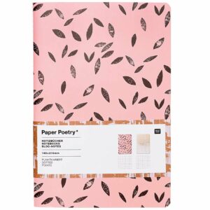 Paper Poetry Notizbücher koralle-grau A5 punktkariert 40 Seiten 2 Stück