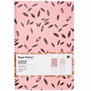 Paper Poetry Notizbücher koralle-grau A5 punktkariert 40 Seiten 2 Stück
