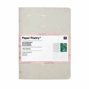 Paper Poetry Notizbücher grün-grau A6 punktkariert 40 Seiten 2 Stück