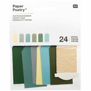 Paper Poetry Papieranhänger klein grün 3x6cm 24 Stück