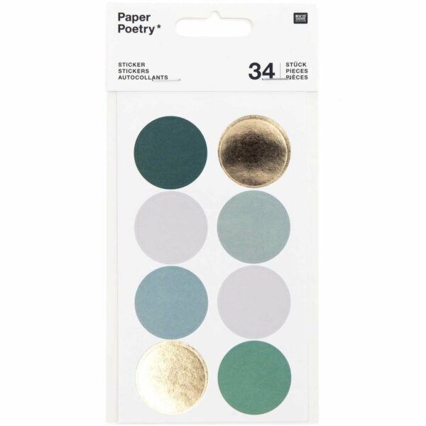 Paper Poetry Sticker Punkte & Streifen dunkelgrün 4 Blatt