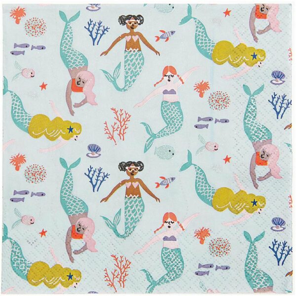 YEY! Let's Party Servietten Mermaid Meerjungfrau 33x33cm 20 Stück