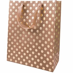 Rico Design Geschenktüte natur Punkte gold 26x32x12cm