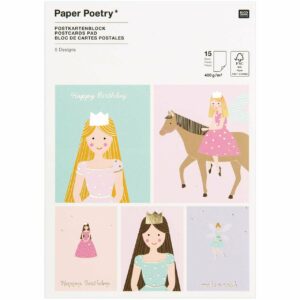 Paper Poetry Postkartenblock Prinzessin 400g/m² 15 Stück