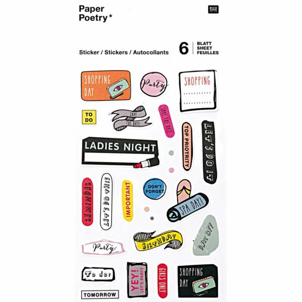 Paper Poetry Sticker Organisation 6 Blatt