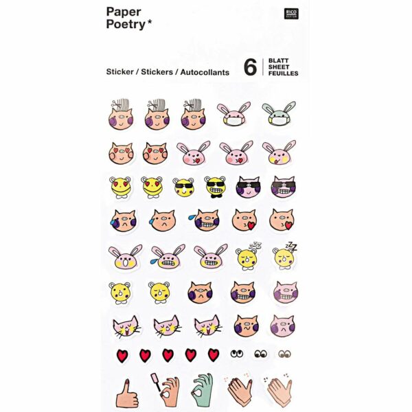 Paper Poetry Sticker Gesichter 6 Blatt