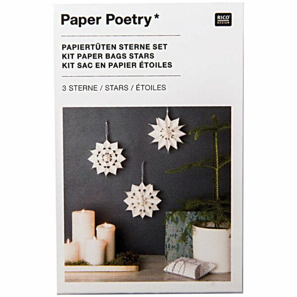 Paper Poetry Bastelset Papiertüten-Sterne klein weiß