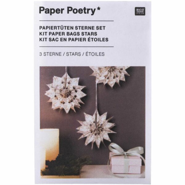Paper Poetry Bastelset Papiertüten-Sterne Jolly Christmas klein weiß
