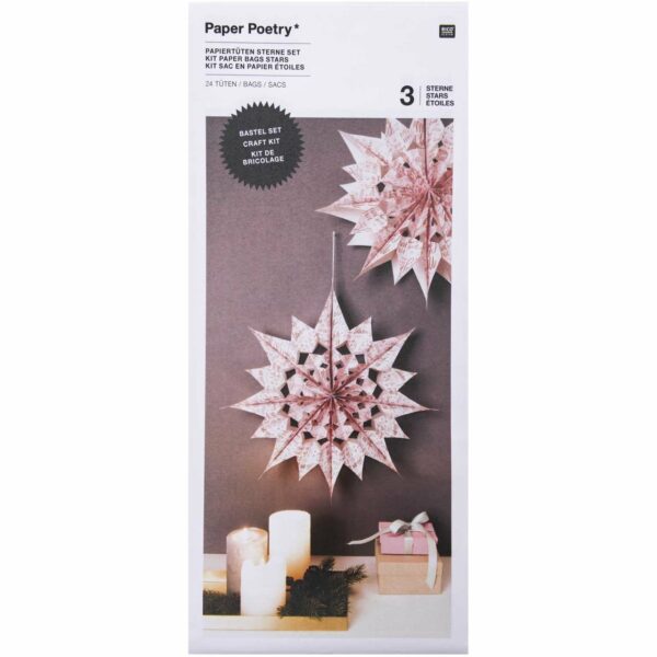 Paper Poetry Bastelset Papiertüten-Sterne Jolly Christmas groß rosa