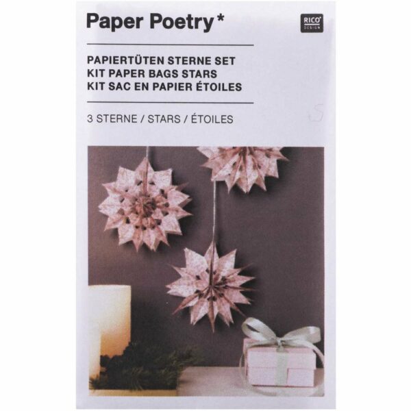 Paper Poetry Bastelset Papiertüten-Sterne Jolly Christmas klein rosa