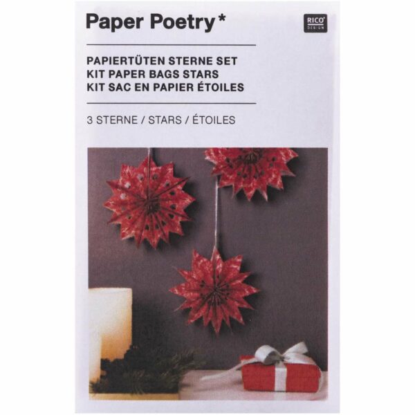 Paper Poetry Bastelset Papiertüten-Sterne Jolly Christmas klein rot