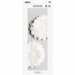YEY! Let's Party Seidenpapierblumen 45cm 2 Stück weiß