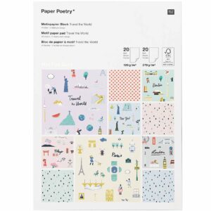 Paper Poetry Motivpapierblock Travel the World DIN A4 40 Blatt