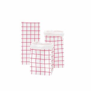 Paper Poetry Maxi-Blockbodenbeutel S Karo 41x18x12cm 3 Stück pink-weiß