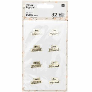 Paper Poetry Sticker Just Married gold 4 Blatt