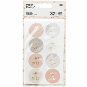 Paper Poetry Sticker Save the Date puder-grau 4 Blatt