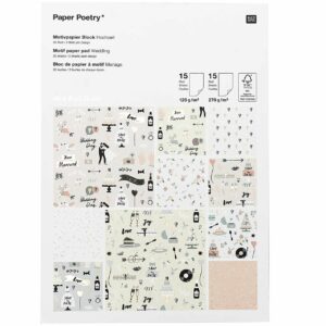Paper Poetry Motivpapierblock Hochzeit 30 Blatt