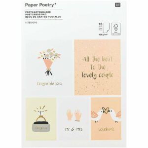 Paper Poetry Postkartenblock Hochzeit 15 Karten