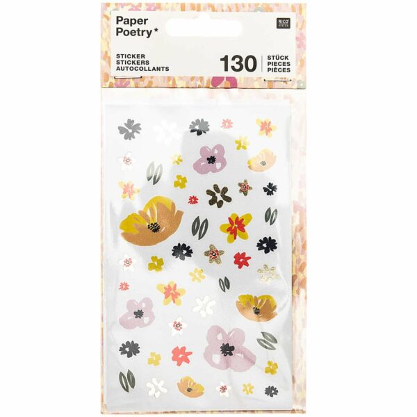 Paper Poetry Sticker Crafted Nature Blumen rosa 130 Stück