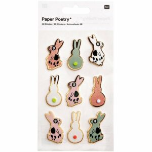 Paper Poetry 3D-Sticker Bunny Hop Hasen rosa 9 Stück