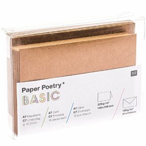 Paper Poetry Kartenset Basic Kraftpapier C7/A7 30teilig