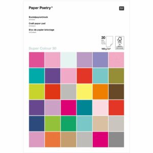 Paper Poetry Bastelpapierblock Super Colour A4 160g/m² 30 Blatt