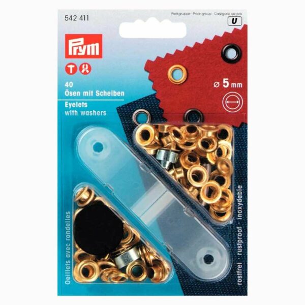 Prym Ösen mit Scheiben gold 5mm 40 Stück