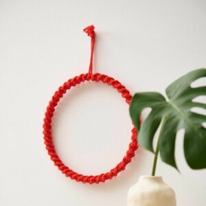 Makramee Set Umknoteter Ring aus Rico Macrame Onesize rot